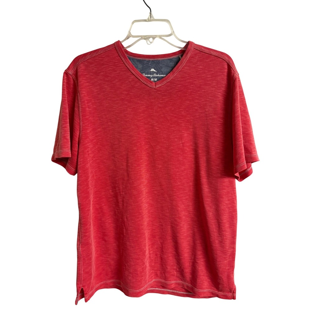 Tommy Bahama Mens Red V-Neck T-Shirt Bali Skyline Tencel Modal Blend Medium